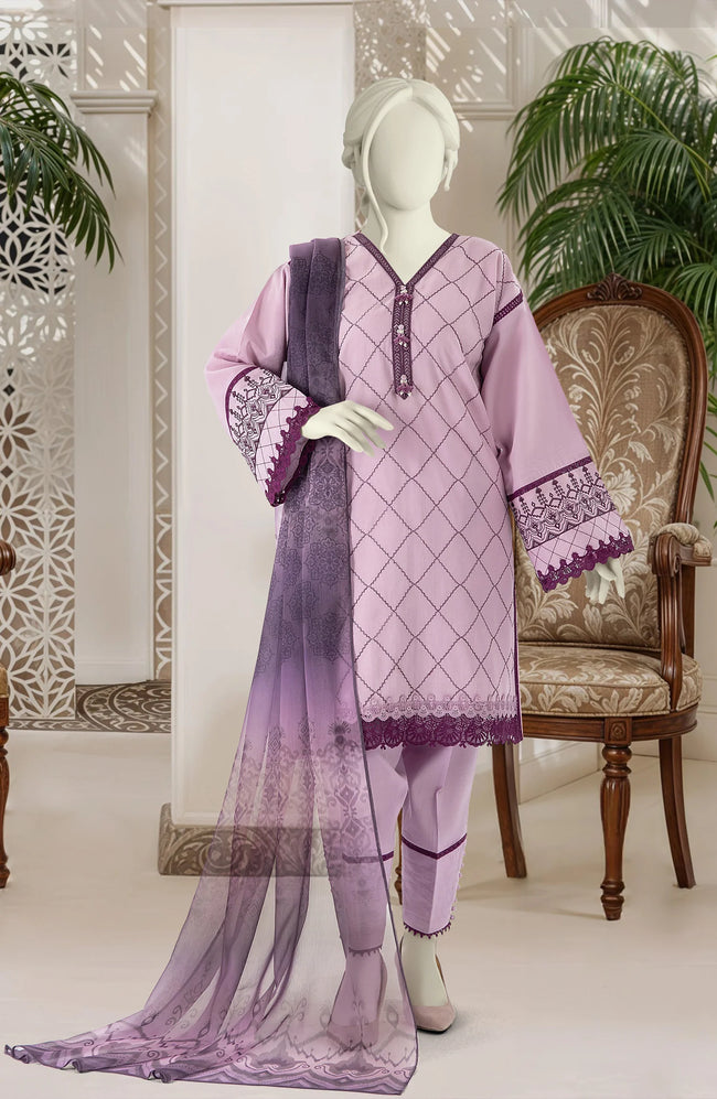 EMBROIDERED CAMBRIC 3PCS UNSTITCHED Hover Image